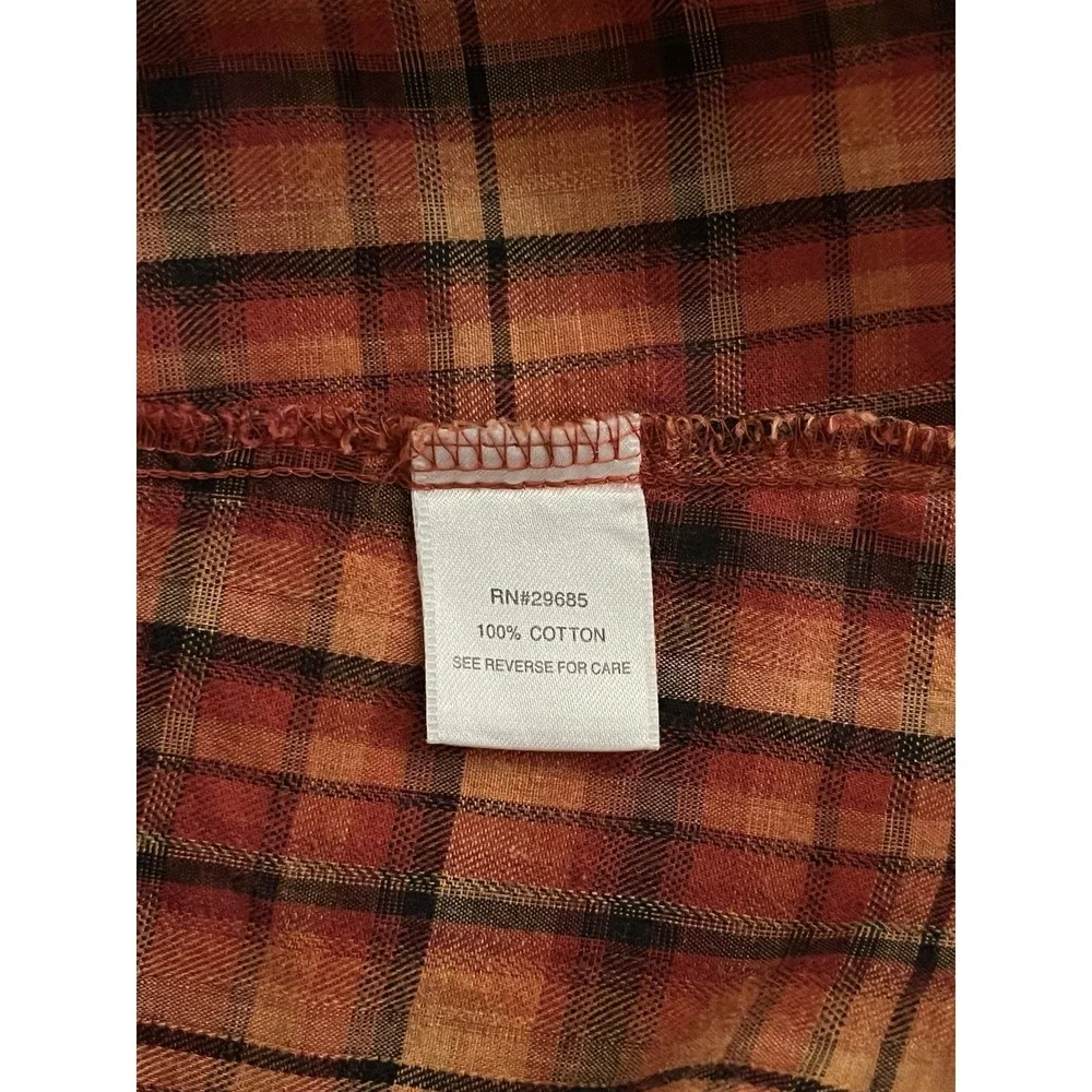 Pendleton Womens 100% Cotton Red Orange Plaid Long Sleeve Shirt Medium - Picture 4 of 9